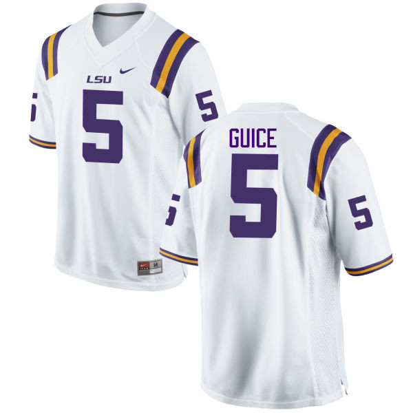 Men LSU Tigers #5 Derrius Guice College Football Jerseys Game-White - Click Image to Close